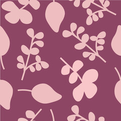seamless pattern with pink flowers and leaves