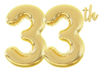 numbers 33th anniversary gold