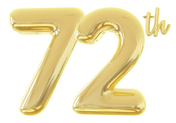 numbers 72th anniversary gold