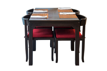 Wooden dining table set.