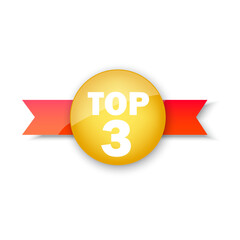 Top 3 rating banner. Sale label. Business concept. Logo template. Vector illustration. stock image.