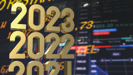 The gold number 2023 on business background  3d rendering