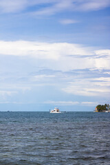 Beautiful Isla Grande beach in Colon, Panama, sky and blue sea