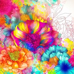Fototapeta na wymiar beautiful flower hand drawn illustration natural floral multicolored background, bright colorful texture floral composition