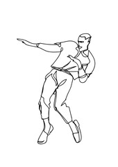 Single continuous line drawing of young energetic hip-hop dancer man.Urban generation lifestyle concept.