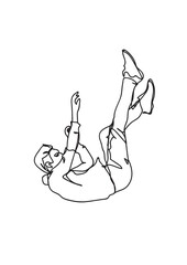 continuous line drawing of falling man
man jumping from a height hand drawn art illustration
