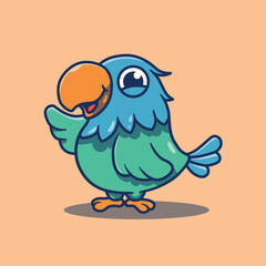Cute bird mascot vector illustration. Flat cartoon style.