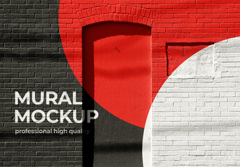 Mural Street Outdoor Poster Mockup on Brick Wall