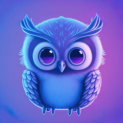 cold gradient line drawing of a cartoon owl