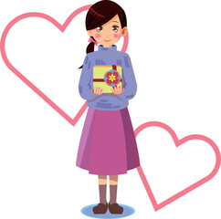 プレゼントを渡す女の子のイラスト
