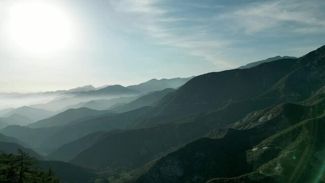 Rancho Cucamonga California Mountain Range in the desert with roads and trees