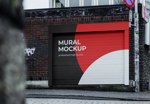 Mural Street Outdoor Poster Mockup on Gates