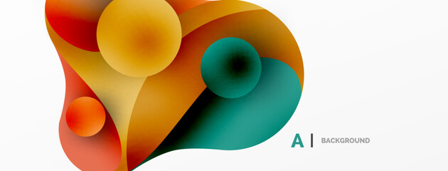 Flowing geometric shapes minimalist abstract background. Round shapes and circles. Wallpaper for concept of AI technology, blockchain, communication, 5G, science, business