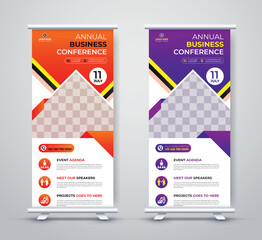 conference roll-up banner corporate business company annual seminar rack card, stand, and x banner dl flyer design