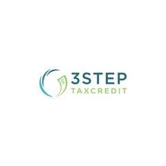 Modern 3 step process tax logo design with tick icon for finance accounting auditing business corporate bank growth money vector symbol abstract concept template illustration