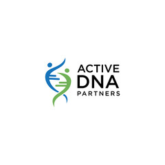 active  genetic logo design. dna partner vector template
