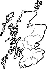 doodle freehand drawing of scothland map.