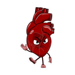 Vector of heart cartoon character with face expression.