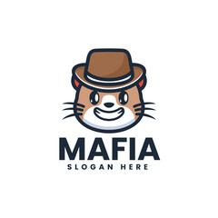 Vector Logo Illustration Mafia Mascot Cartoon Style