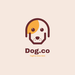 Vector Logo Illustration Dog Line Art Style.