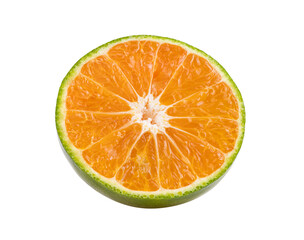green orange tangerine slice on green orange tangerine