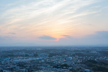 Aerial view of the Mito cityscape