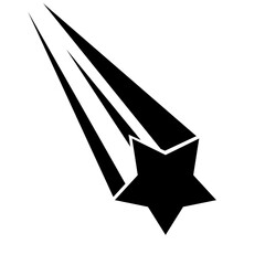 Silhouette of a shooting star with three black trails on a white background. Great for logos about space objects meteoroids, comets, asteroids. Vector illustration © Agussetiawan99