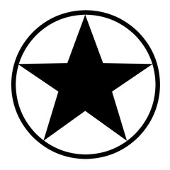 Fototapeta premium Star icon with black circle on white background. Suitable for star rating review icon, web logo, app, game, business, about space object, asteroids, comets, meteoroids.