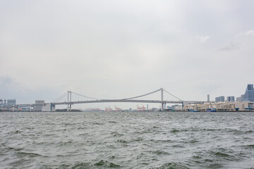 Overcast view of the cityscape from a ship