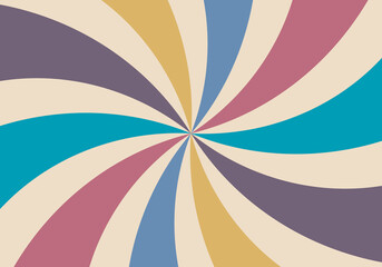 Retro Color Burst Spiral Rays Vintage Background
