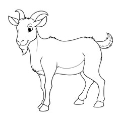Goat Cartoon Animal Illustration BW