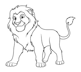 Lion Cartoon Animal Illustration BW