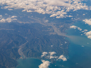 Aerial view of the mountain and clouds landscape