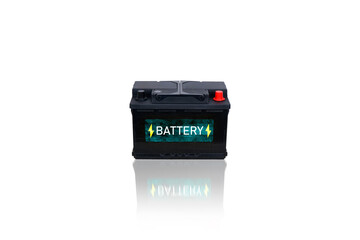 Sealed maintenance free car battery SMF, object isolated on a white background with clipping path