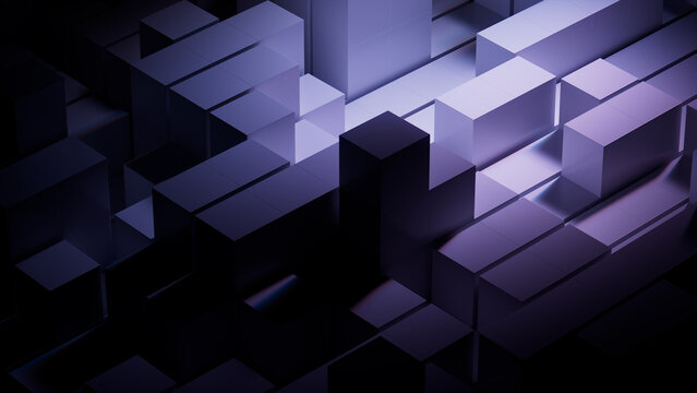 Blue and Violet, Modern Tech Wallpaper. 3D Render.