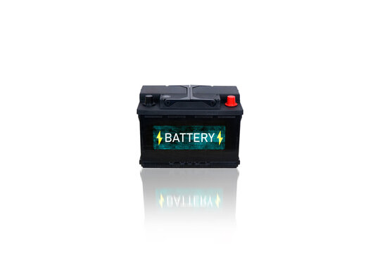 Sealed maintenance free car battery SMF, object isolated on a white background with clipping path