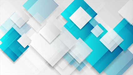 Obraz premium Blue and grey glossy squares abstract tech design
