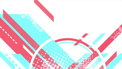 Pink and cyan minimal geometric flat abstract background