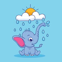 Baby Elephant Illustration, Cute Baby Elephant, Elephant Illustration Vector
