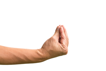 Pinched fingers gesture. Isolated italian hand Ma Che Vuoi or finger purse sign. On white background.