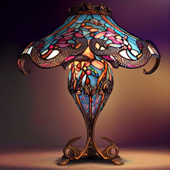 Tiffany Style Table Lampv, AI	 - obrazy, fototapety, plakaty