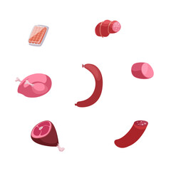 Meat icon set vector illustration