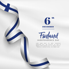 Square Banner illustration of Finland independence day celebration with text space. Waving flag and hands clenched. Vector illustration.