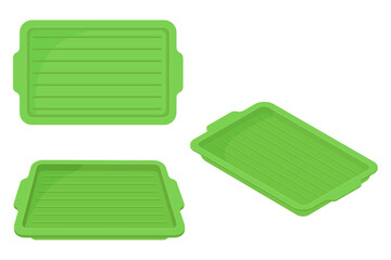 Plastic food trays.Trays for carrying food and serving in fast food establishments and cafeterias of Japanese cuisine.Vector illustration.