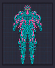 Mecha body robot illustration, this is an ideal vector illustration for mascots and tattoos or T-shirt graphics