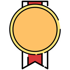 Cartoon reward medal badge and ribbon graphic illustration
