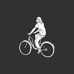 Plakat man cycling hand drawn illustration