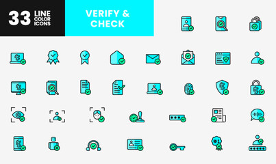 Icon Line Fill Verify, check, human, user, approve, document, fingerprint, security and much more. editable file, Line Fill icon style