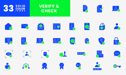 Icon Solid Color Verify, check, human, user, approve, document, fingerprint, security and much more. editable file, Solid color icon style