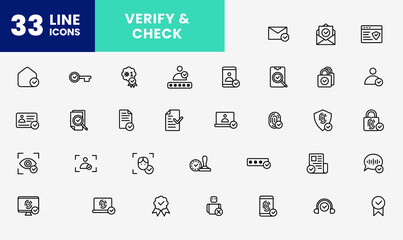Icon Line Verify, check, human, user, approve, document, fingerprint, security and much more. editable file, Line icon style